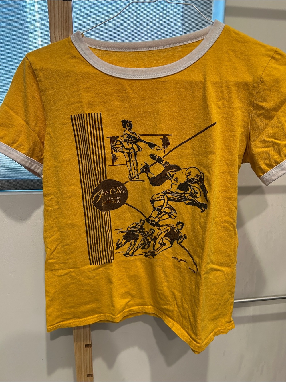 Kids Yellow Graphic Ringer Tee with White Trim